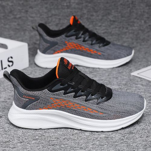  New Spring Flyknit Breathable Air Cushion Men's Shoes Lightweight Comfort Running Shoes Trendy Versatile Sports Shoes