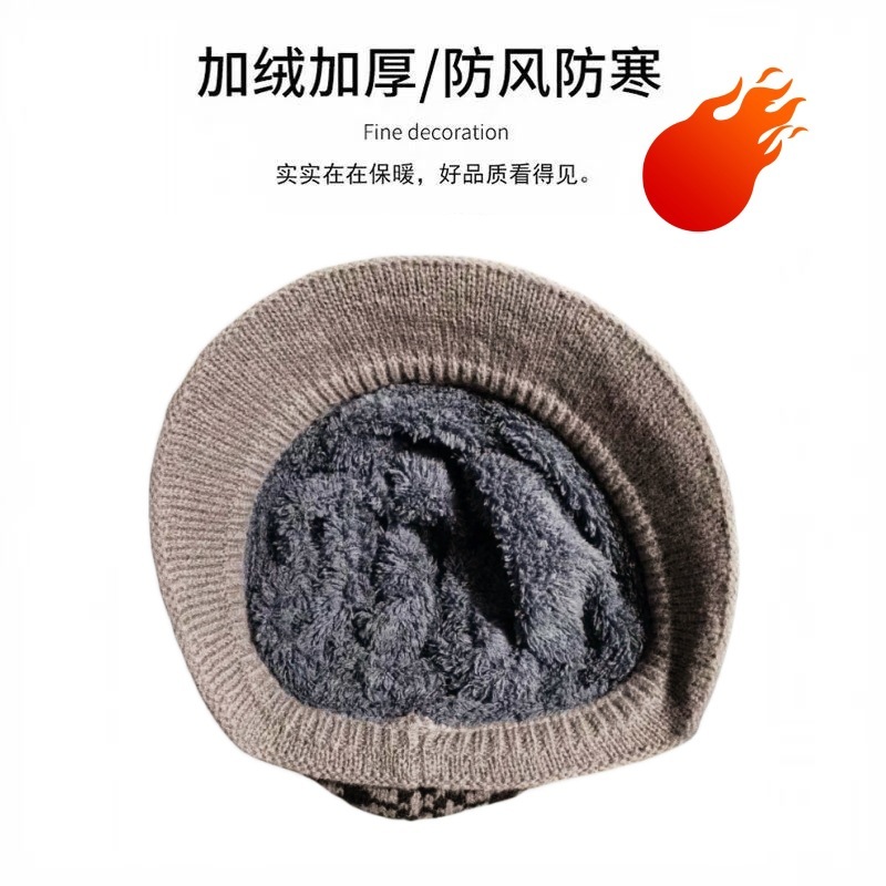 中老年帽子女秋冬时尚保暖妈妈护耳盆帽加绒渔夫帽防寒针织毛线帽|undefined