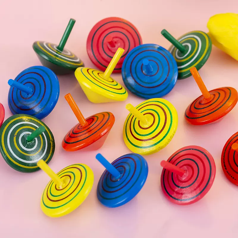 儿童木质陀螺小玩具创意彩虹地转桌面小游戏幼儿园小礼物奖品批发