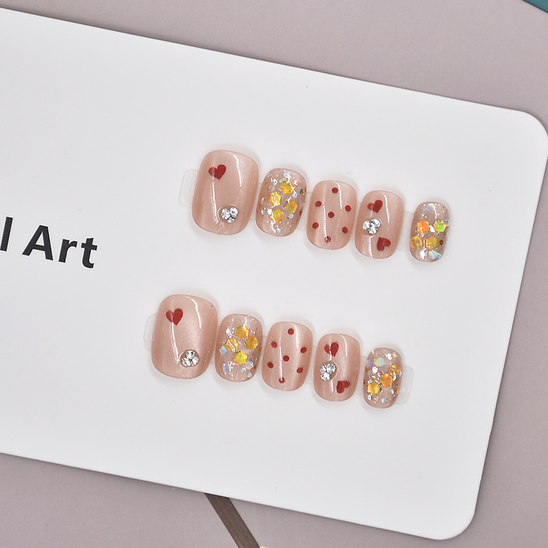 live popular new handmade stick-on crystals wear nail beauty love  eye temperament white handmade prefabricated nail wholesale