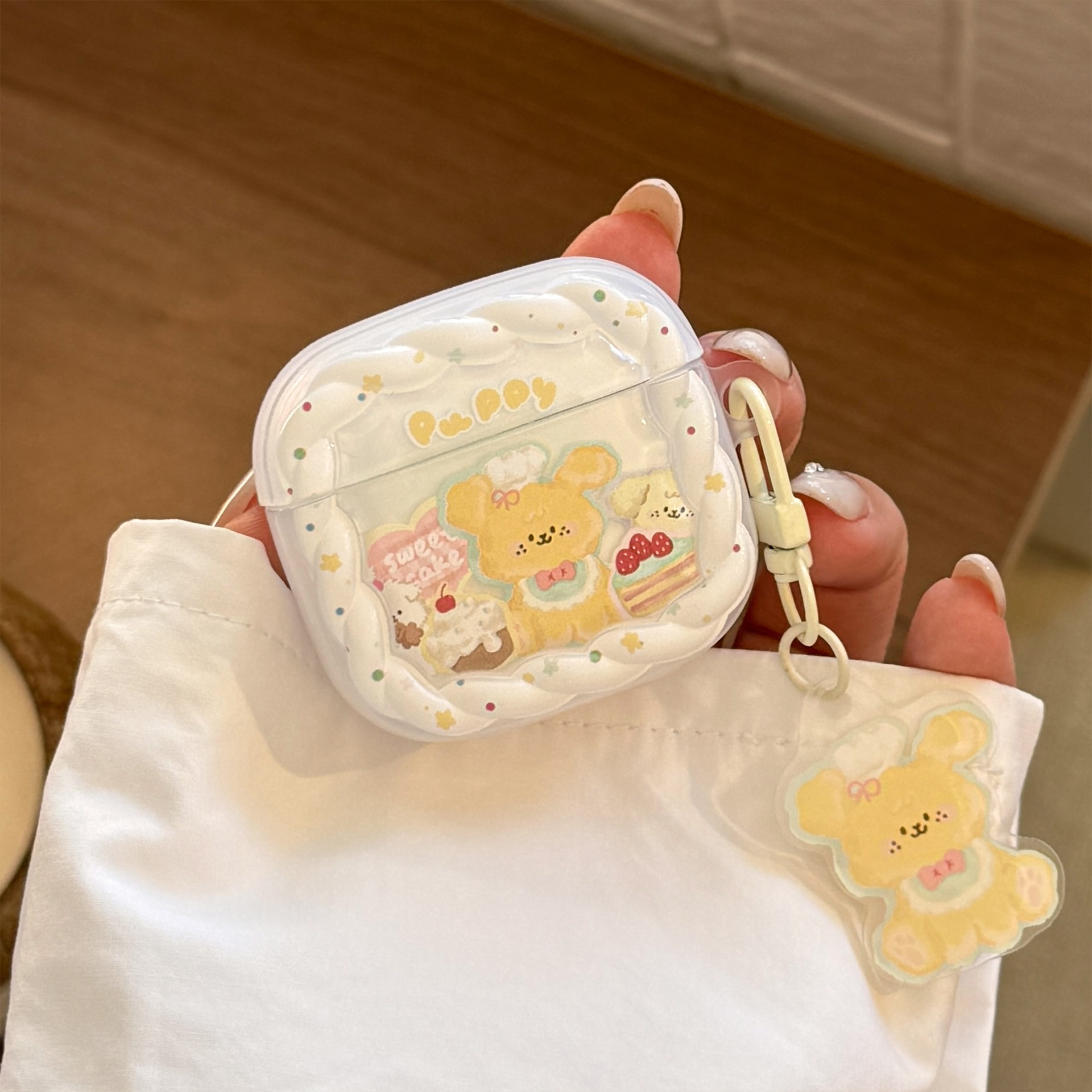 Postre perrito con colgante para Apple Airpods Pro2 cubierta 1 / 2 cubierta de auriculares bluetooth 3 generación esmerilado 4