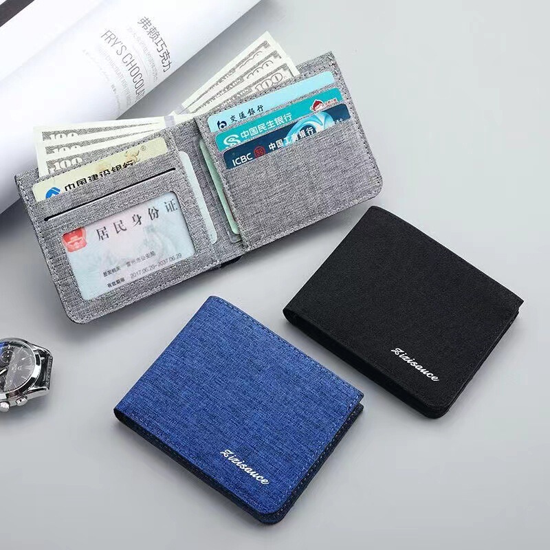 Canvas Wallet Men's Short Student Ultra-Thin Normcore Wallet Simple Can Hold Driver's License Men's Front Wallet Thin Trendy
