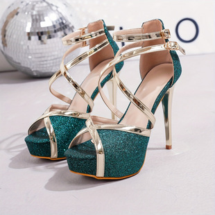 F 75307 Rhinestone Stiletto Sandals ��Ƭ���߸���Ь