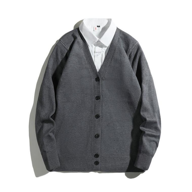 Otoño y invierno nuevo suéter hombre cardigan V-cuello abrazado chaqueta suelta casual suéter de punto suelto simple