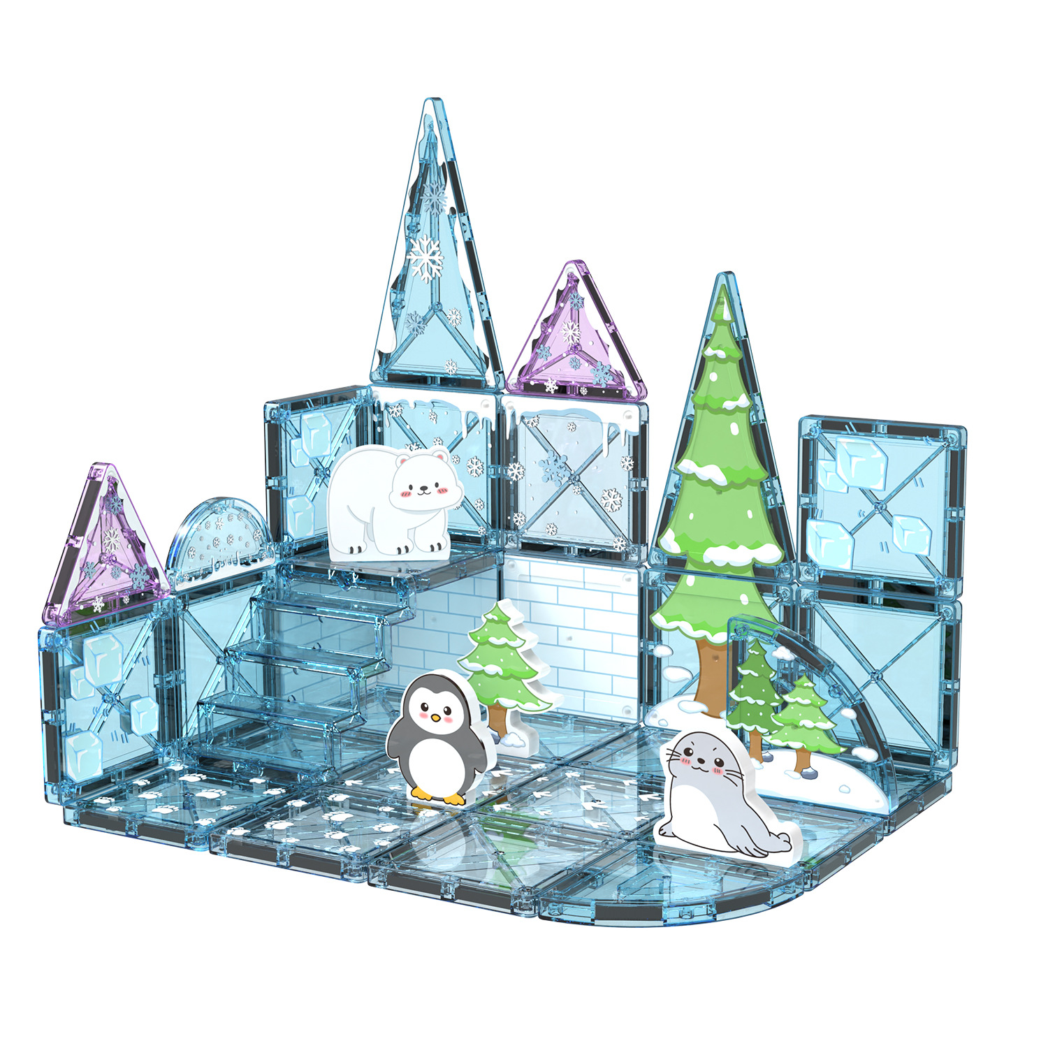 Ventana de color para niños, hoja magnética, superficie de diamante, bloques de construcción magnéticos, juguetes de inserción de castillo para bebés, juguetes de pegatinas magnéticas magnéticas fuertes