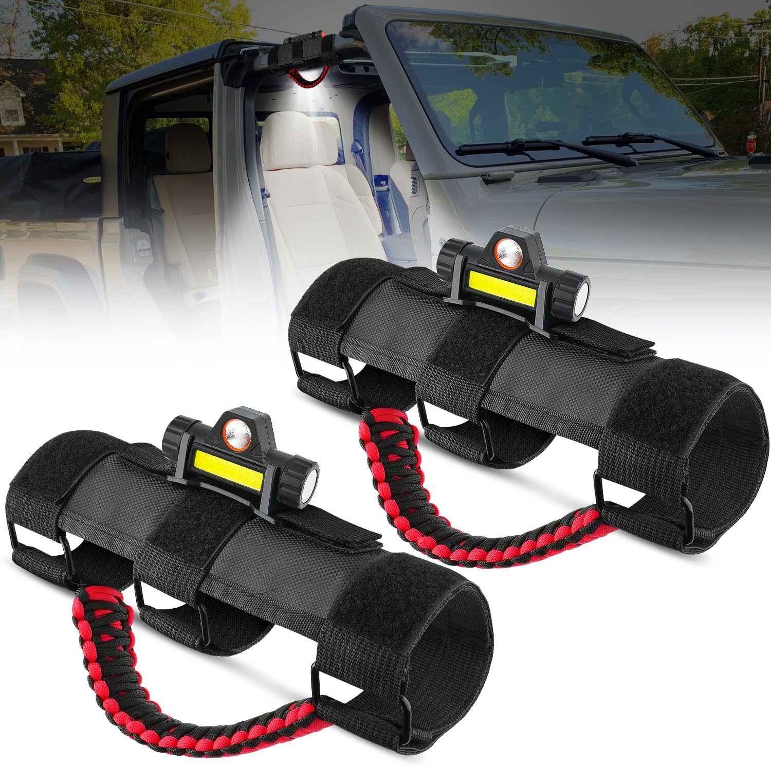 Wrangler Anti-Roll Bar, Front and Rear Door Handles, Paracord Handle, Roof Light, Roll Bar, Illuminated Handle