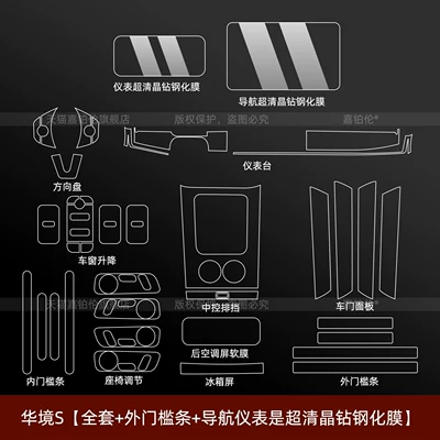 26 Models of Wuling Baojun Huajing: Car interior film - huajing-s-full-set-internal-and-external-sill-strips-navigation-instrument-is-ultra-clear-crystal-diamond-tempered-film