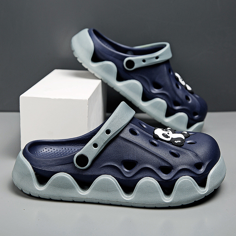 Zapatos de verano para hombres, moda de dibujos animados panda zapatos de playa antideslizantes, zapatillas deportivas ligeras con suela gruesa