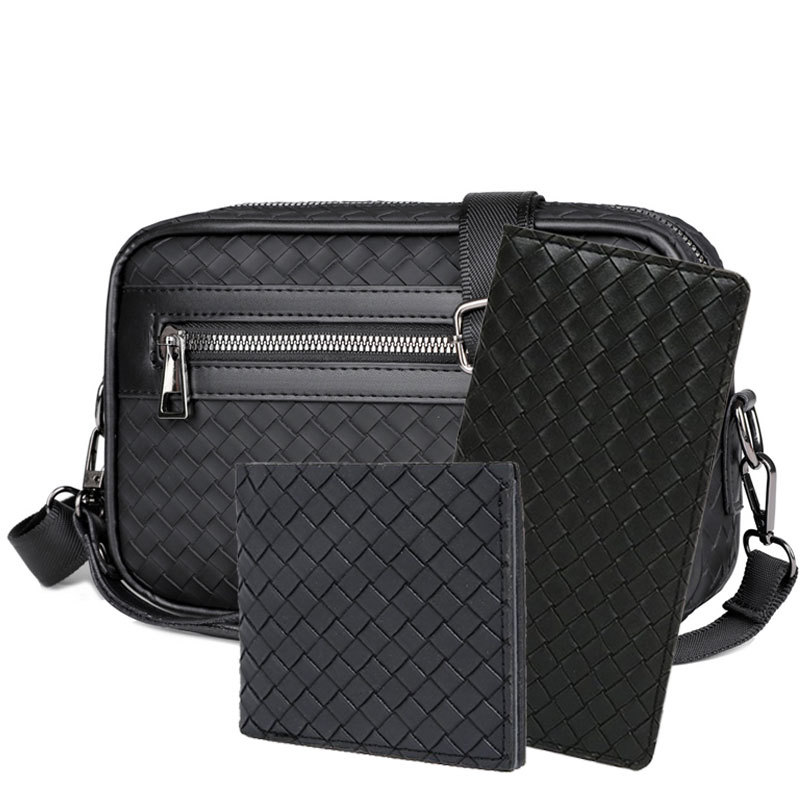 블랙 우븐 쓰리피스 슈트