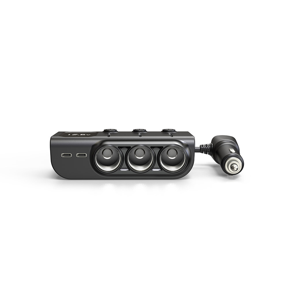 Car Phone Charger With Three Usb Ports And Voltage Display_voghion.com