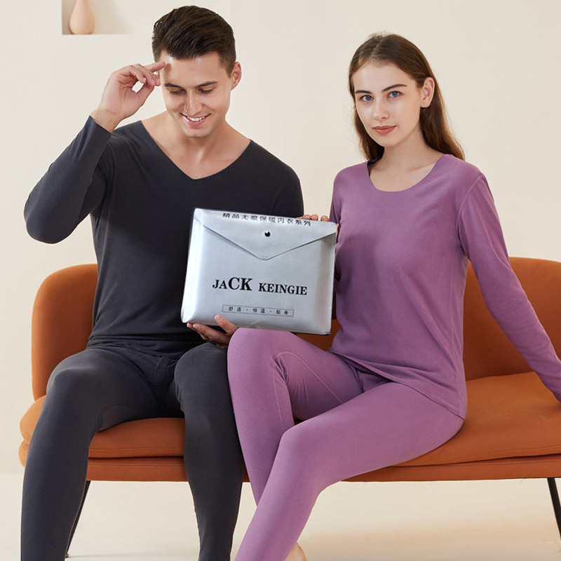 Thermal Intimates Men's Velvet Autumn Clothes Autumn Trousers Natal Red Couple Women's New Year's Suit Autumn and Winter Thick