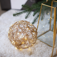 批发藤球圣诞节装饰新年装饰圣诞树配套可配灯发光球金色