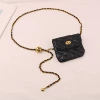 Diamond bag + small golden ball chain black