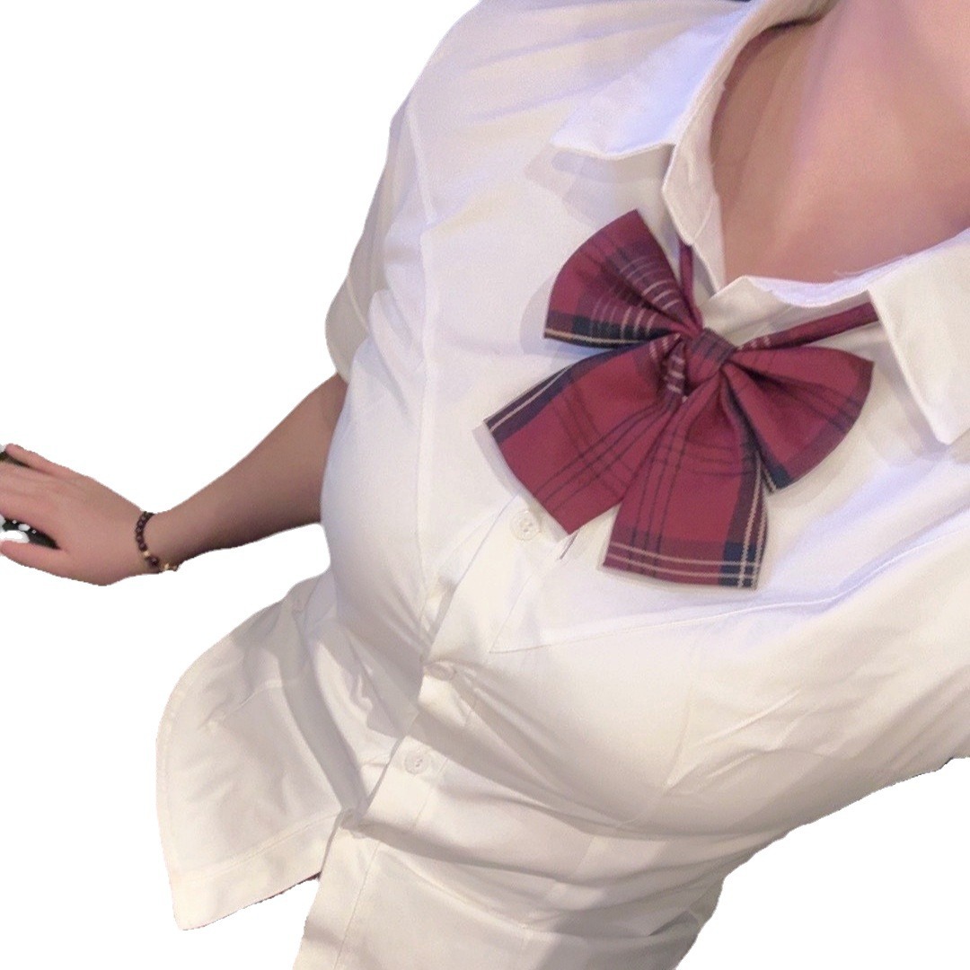 YUYING 오리지널 JK 셔츠 타이트 허리 셔츠 스트레치 탑 순수 스파이스 소녀 슬림 룩 짧은 소매 여름 V 넥 셔츠