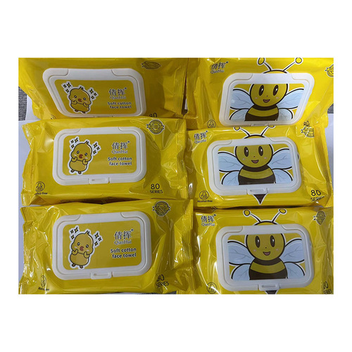 Little Bee Baby Hand and Mouth Wipes with Little Yellow Duck Wet Wipes Storage Box Portable Cleaning Wipes Manufacturer Wholesale