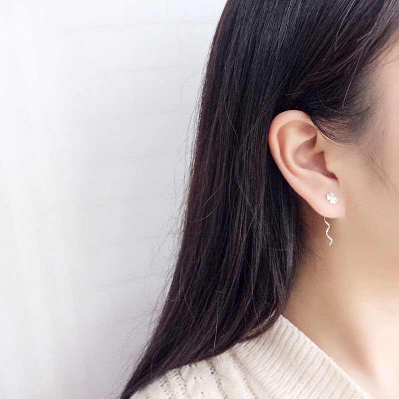 S pure silver clover ear string for women, Korean version, light luxury design, earring earrings_voghion.com