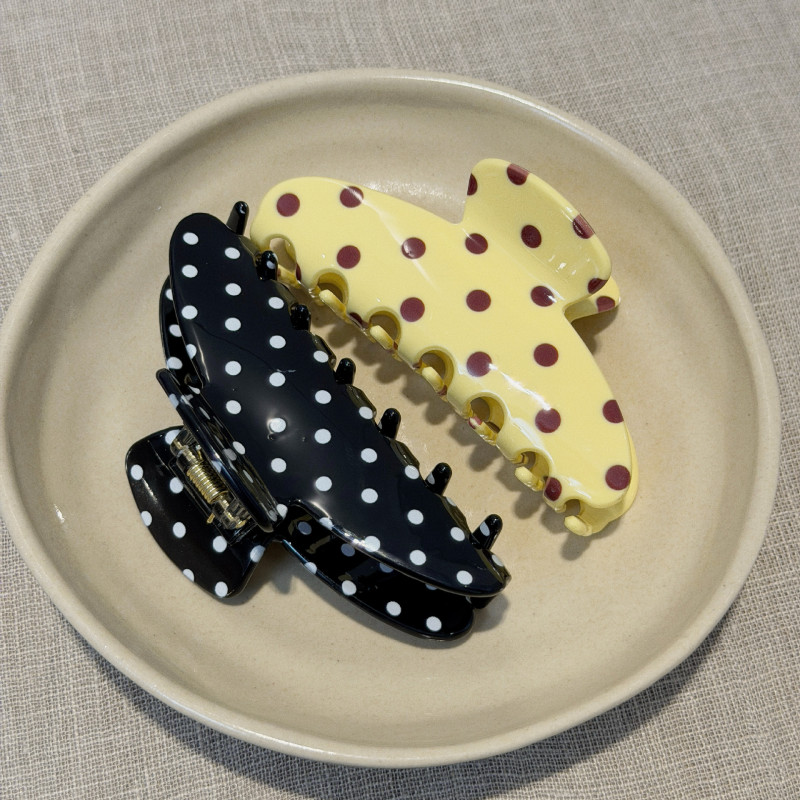 Holoo Polka Dot Hair Clip Simple Wave Dot Claw Clip for Women Large Shark Clip High-End Hairpin for Updos Back of Head Vertical Clip