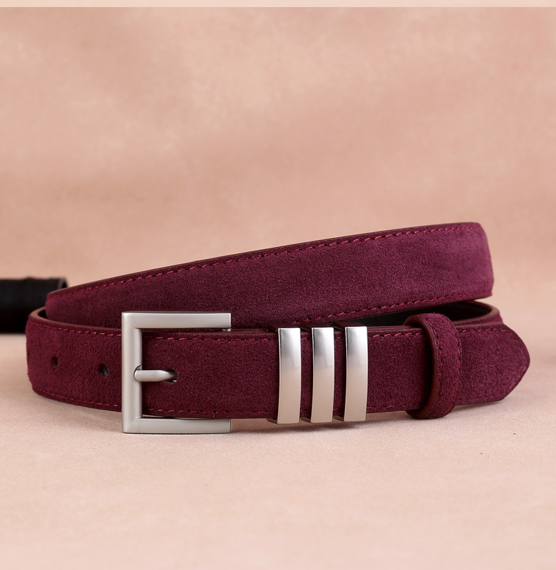 Daily Occasion Simple Style Solid Color Alloy Cow Suede Leather Plating Women's Leather Belts
