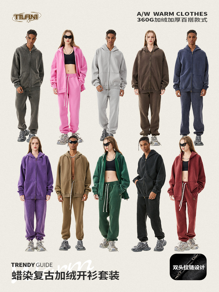 TILANI suéter de los hombres pantalones de chándal traje transfronterizo marca de moda con capucha Otoño e Invierno de lana forrada engrosada conjunto de dos piezas de los hombres