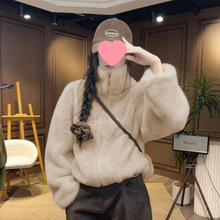 2025新款冬季仿皮草毛毛外套女短款韩版立领毛茸茸水貂绒皮毛一体