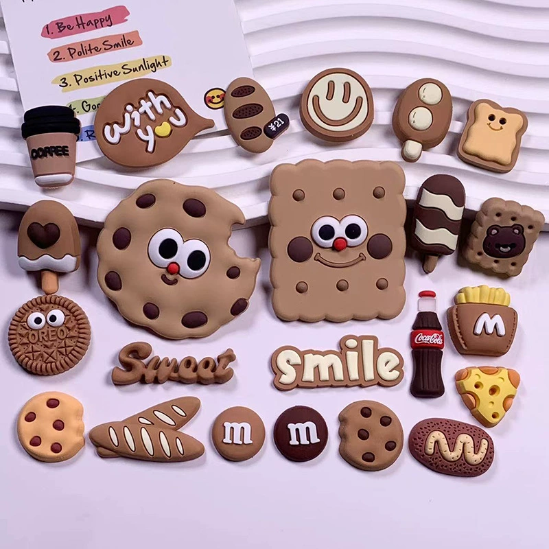 Милые украшения для обуви в виде печенья своими руками, пряжки, мультяшные аксессуары, кросс-бордер, новинка 2025 года, мягкий ПВХ-клей