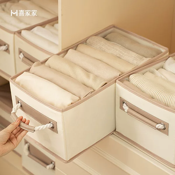 Clothing and Pants Storage Box, Clothing and Underwear Compartment Organizer, Household Fabric Foldable Basket, Wardrobe Layering Tool