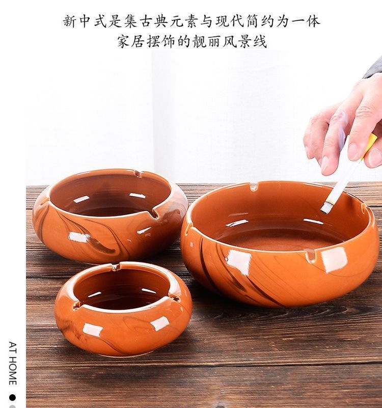 Large vintage luxury ceramic ashtray, high-end commercial use for hotels, restaurants, and guesthouses, round shape, premium quality