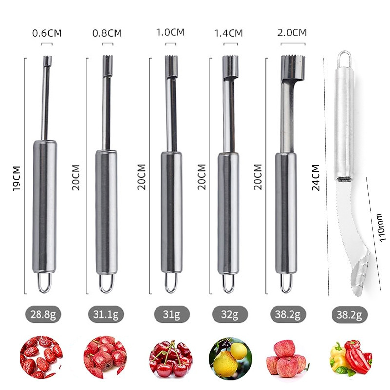 果物野菜多機能ステンレス製の核除去器6点セット|undefined