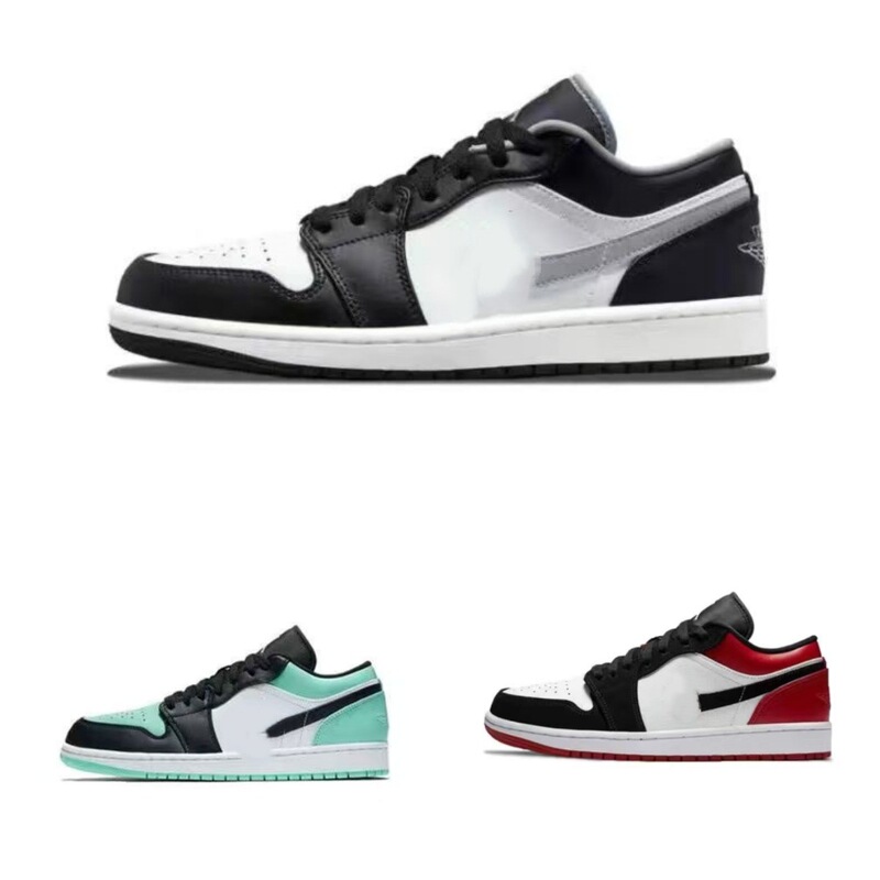 Original Aj1 Low-Top Black Toe Basketball Shoes, Aj Men's Shoes, Smoke Gray Guo Ailun Unisex Casual Sports Sneakers