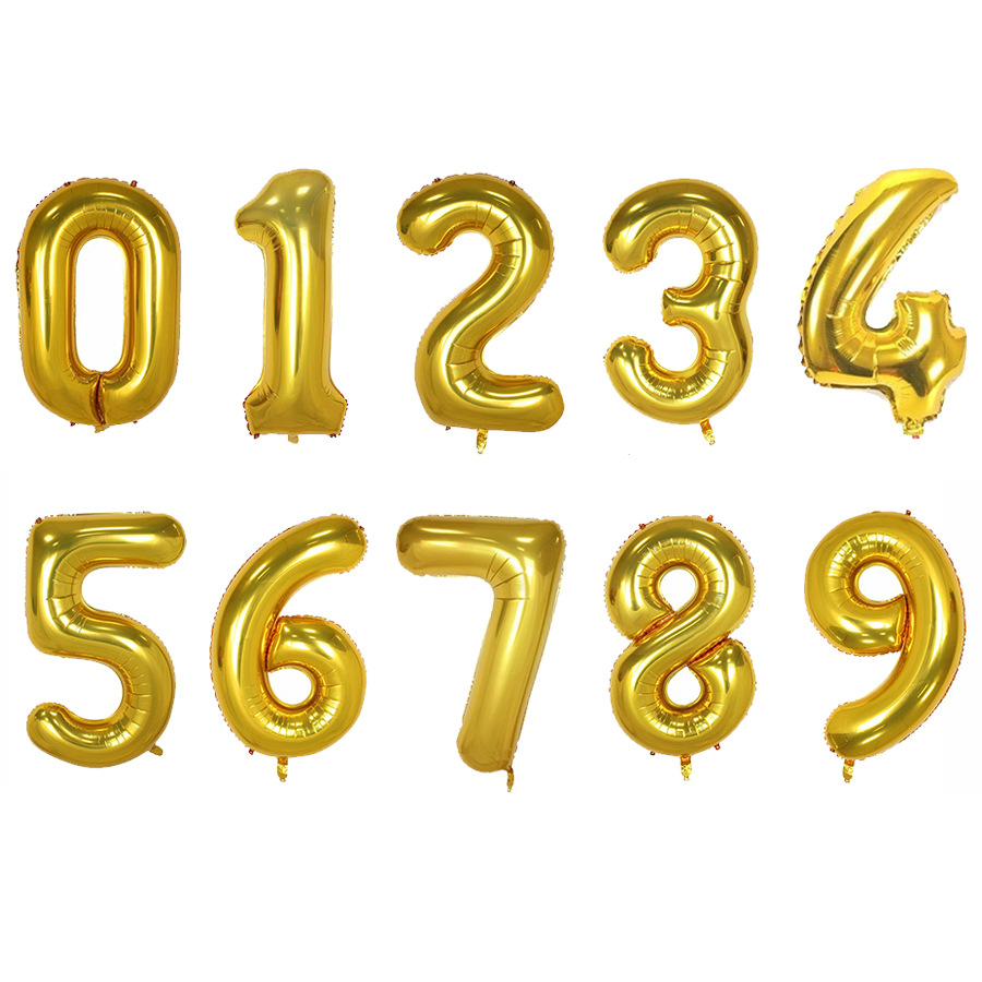 Globos de números en papel de aluminio oro para cumpleaños_voghion.com