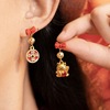 Asymmetrical festive red universal advanced cartoon earrings, for luck, high-quality style