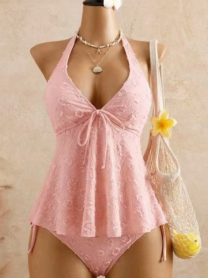 Bikini-Badeanzug für Damen im europäischen und amerikanischen Stil (Modelljahr 2026): Sexy Neckholder-Zweiteiler, ideal für Urlaub und Spa, ohne Bügel, normale Passform_voghion.com