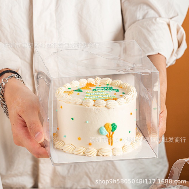 小四寸蛋糕盒子2寸3寸4寸5寸6寸8寸透明手提生日蛋糕盒慕斯包装盒