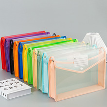 FCA4加厚透明PP按钮扣加宽立体文件袋学生透明文件袋批发档案收纳