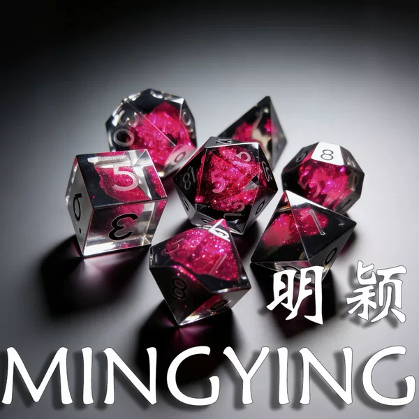 Transparent Black Powder High-Gloss Multi-Faceted Dice Sharp-Cornered Resin Set Tabletop Game Resin Dice