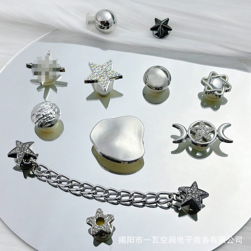 Cross Hole Shoes Accessories DIY Shoe Flower High Silver Fit Flower Buckle Planet Detachable Chain Decorative Shoe Buckle