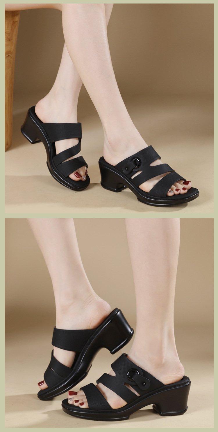 Dép sandal nữ quai chữ V đế xuồng đục lỗ thoáng khí, đế mềm chống trượt — màu nâu, màu đen, màu mơ chi tiết 9
