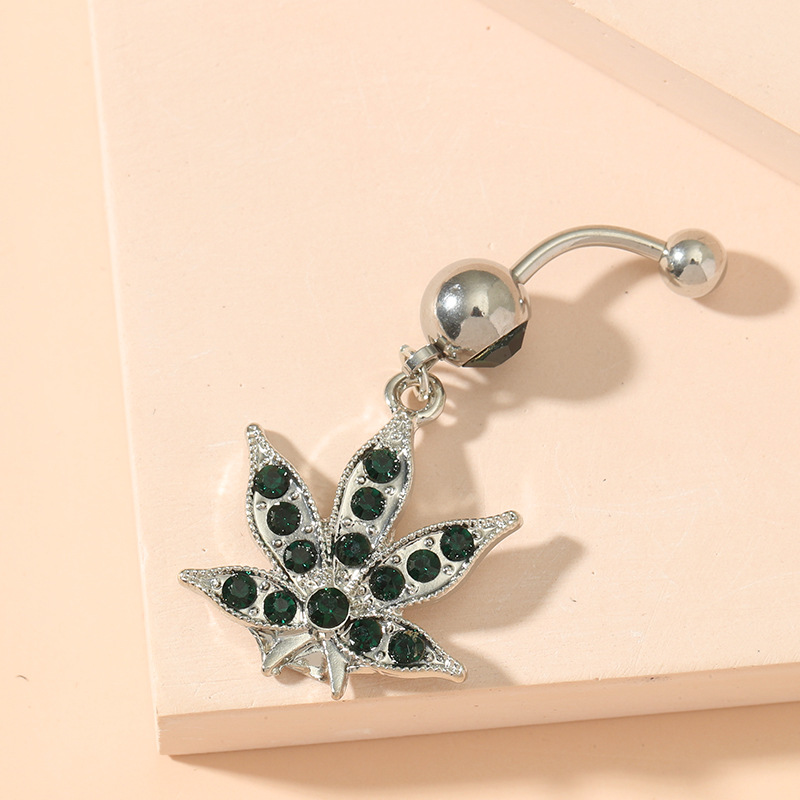 New Sexy Maple Leaf Stainless Steel Belly Button Ring display picture 4