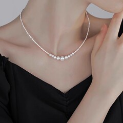 帝豊s999純銀施家真珠砕銀ネックレス女性グラデーション笑顔鎖