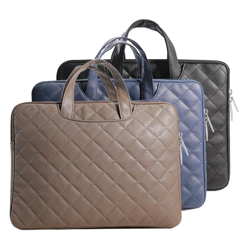 PU soft leather notebook rhombus laptop bag PU tablet bag embroidery computer bag