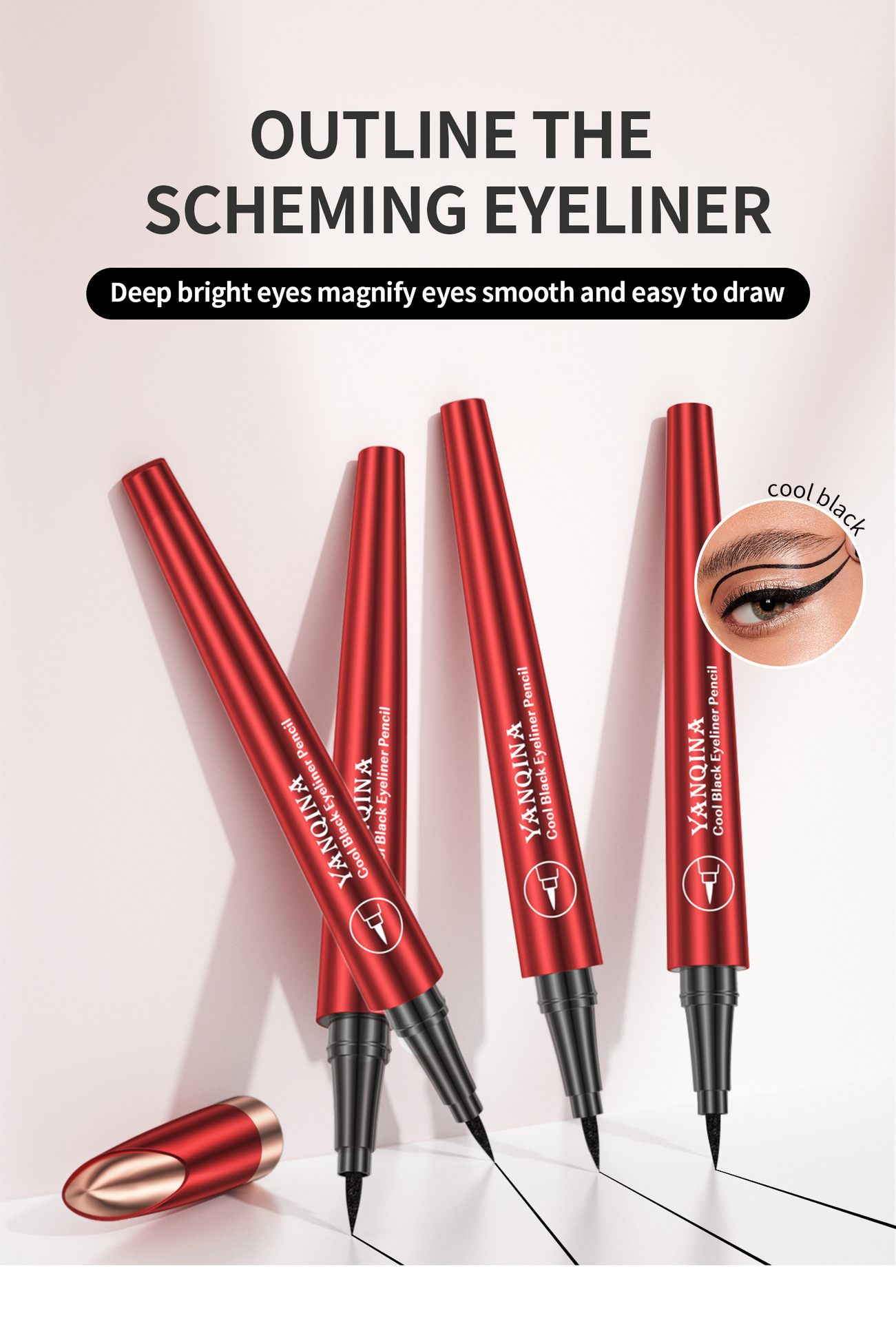 YANQINA 24H Quick-drying waterproof Eyeliner Pen, Eyeliner Ultra-fine liquid eyeliner pen, Cross-border makeup Specification drawing