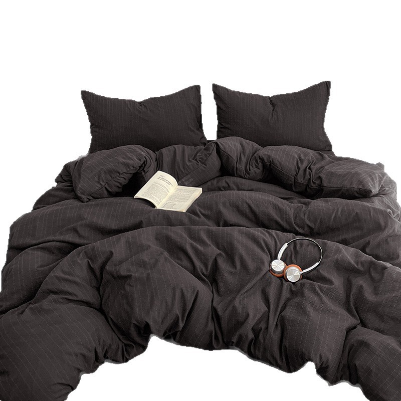 Cotton Bedding Four-piece Set Solid Colour Fitted Sheet_voghion.com