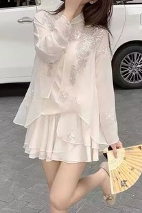 New Chinese-Style Artistic Loose Fit, Slimming 2025 Summer New Improved Version Thin Top and Skirt Two-Piece Set