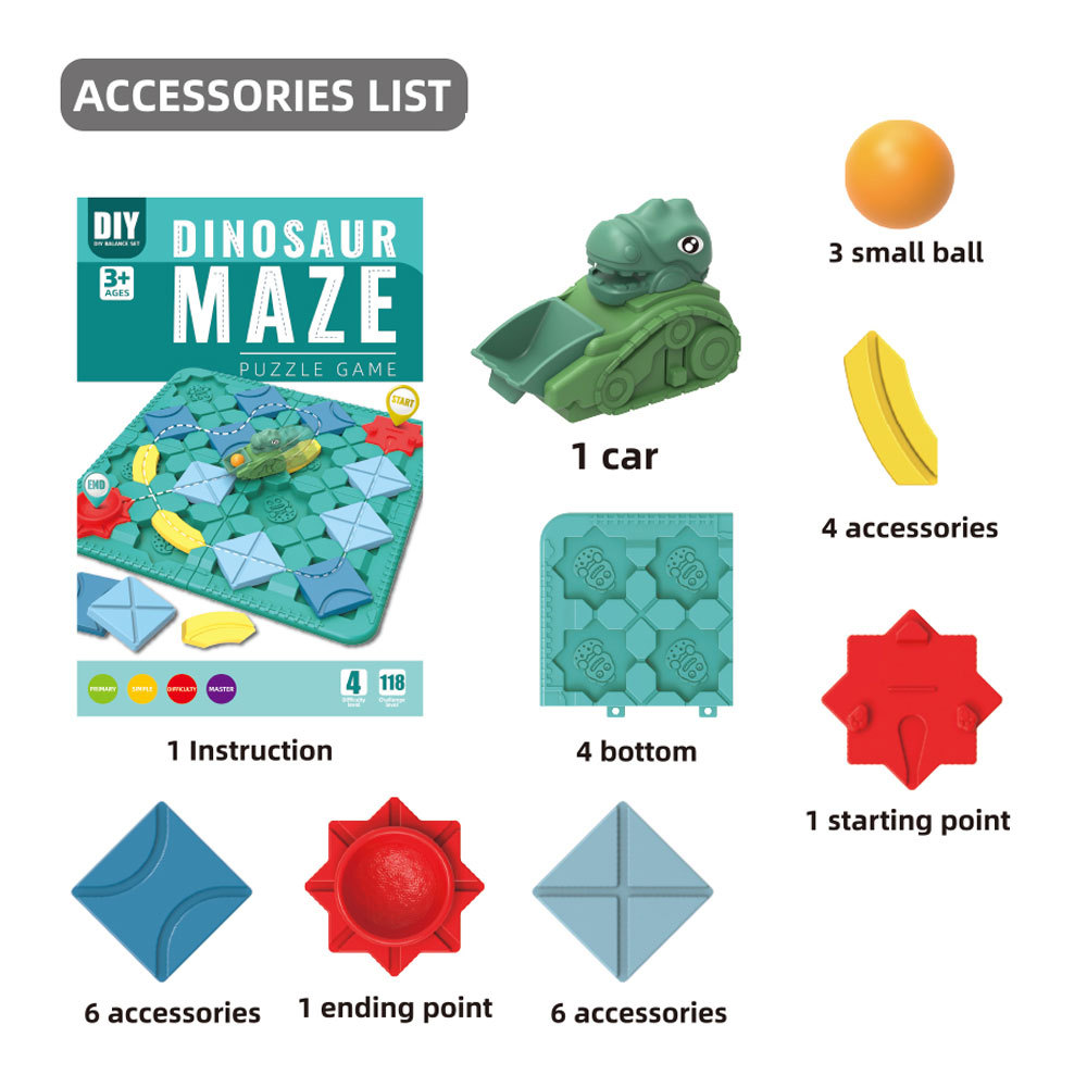 Educación Temprana DE LOS NIÑOS inteligencia DIY montado dinosaurio carretera construcción pista laberinto juguete ciencia y educación tallo Tire hacia atrás 118 pasar
