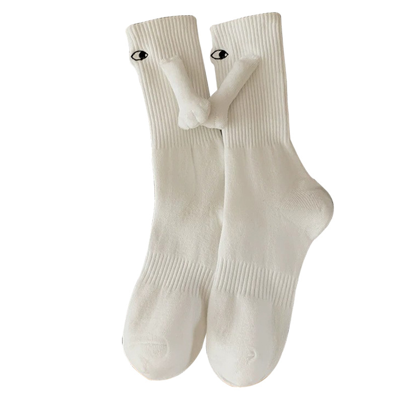 Calcetines de mano de pareja de dopamina calcetines de media pantorrilla bordados blancos calcetines de novia femeninas calcetines de algodón Four Seasons calcetines de tirón magnético