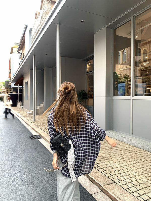 慵懒风套装复古格子长袖衬衫女2025秋季新款高腰垂感半身裙两件套|undefined