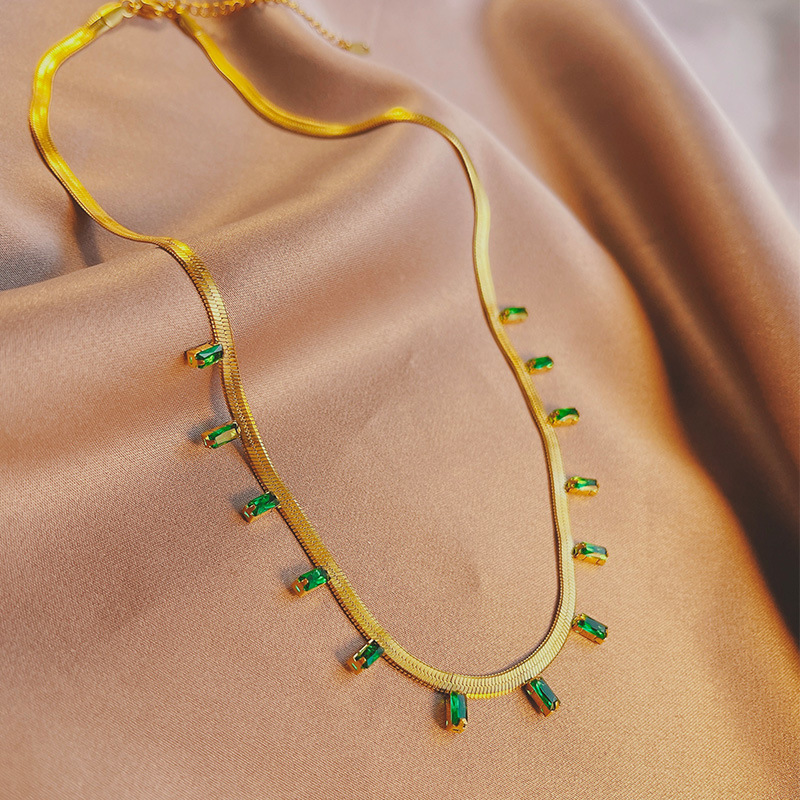 Fashion Square Titanium Steel Inlay Rhinestones Necklace Colorza_colorza_1