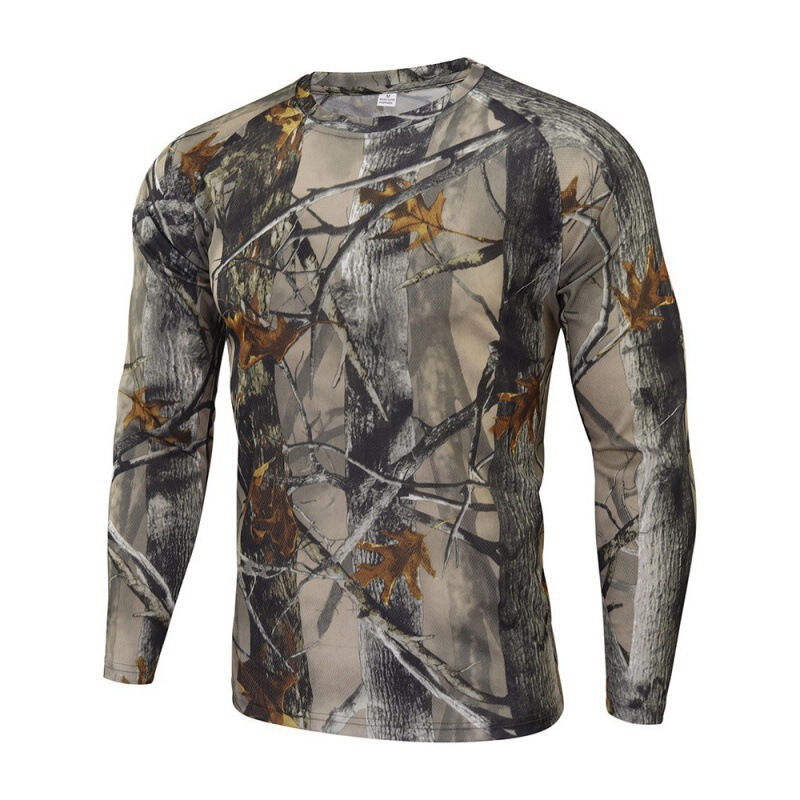 Outdoor sports camouflage round neck long sleeve T-shirt sports plus size pullover Amazon AliExpress independent station