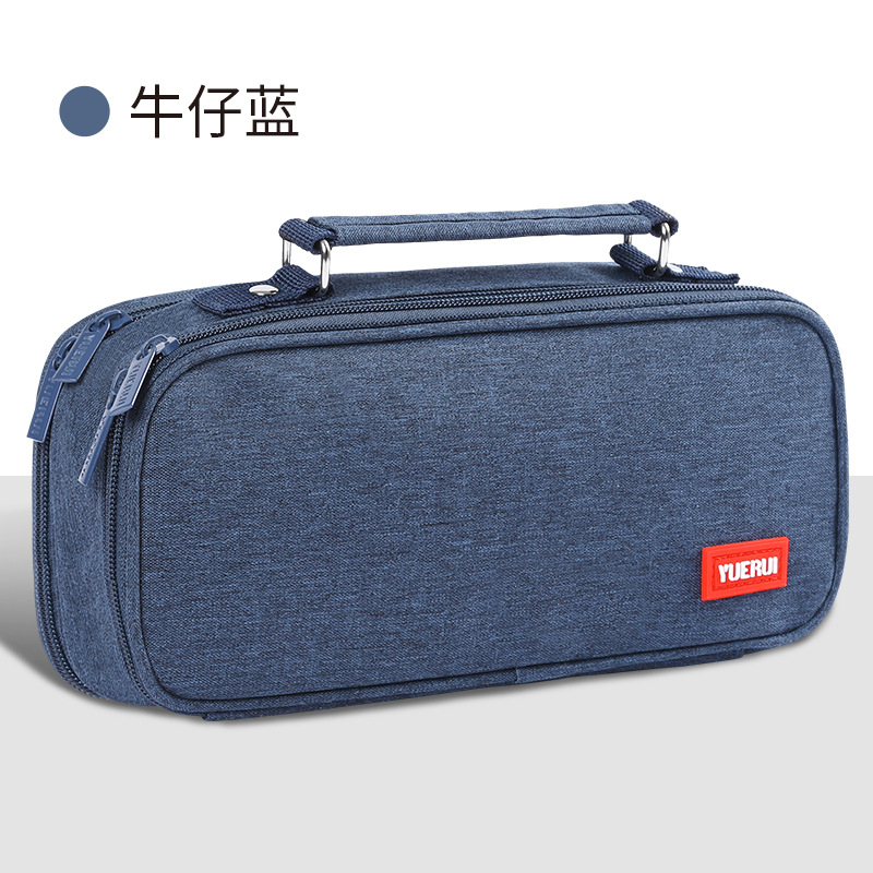 Bolso para lápices multicapa de lona de gran capacidad transfronterizo, simple para estudiantes de primaria y secundaria, estuche para lápices multifuncional, estuche para papelería portátil