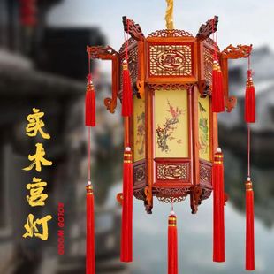 六角宫廷风宫灯笼春节古风仿古大门花片仿羊皮彩绘发光节日装饰-阿里巴巴